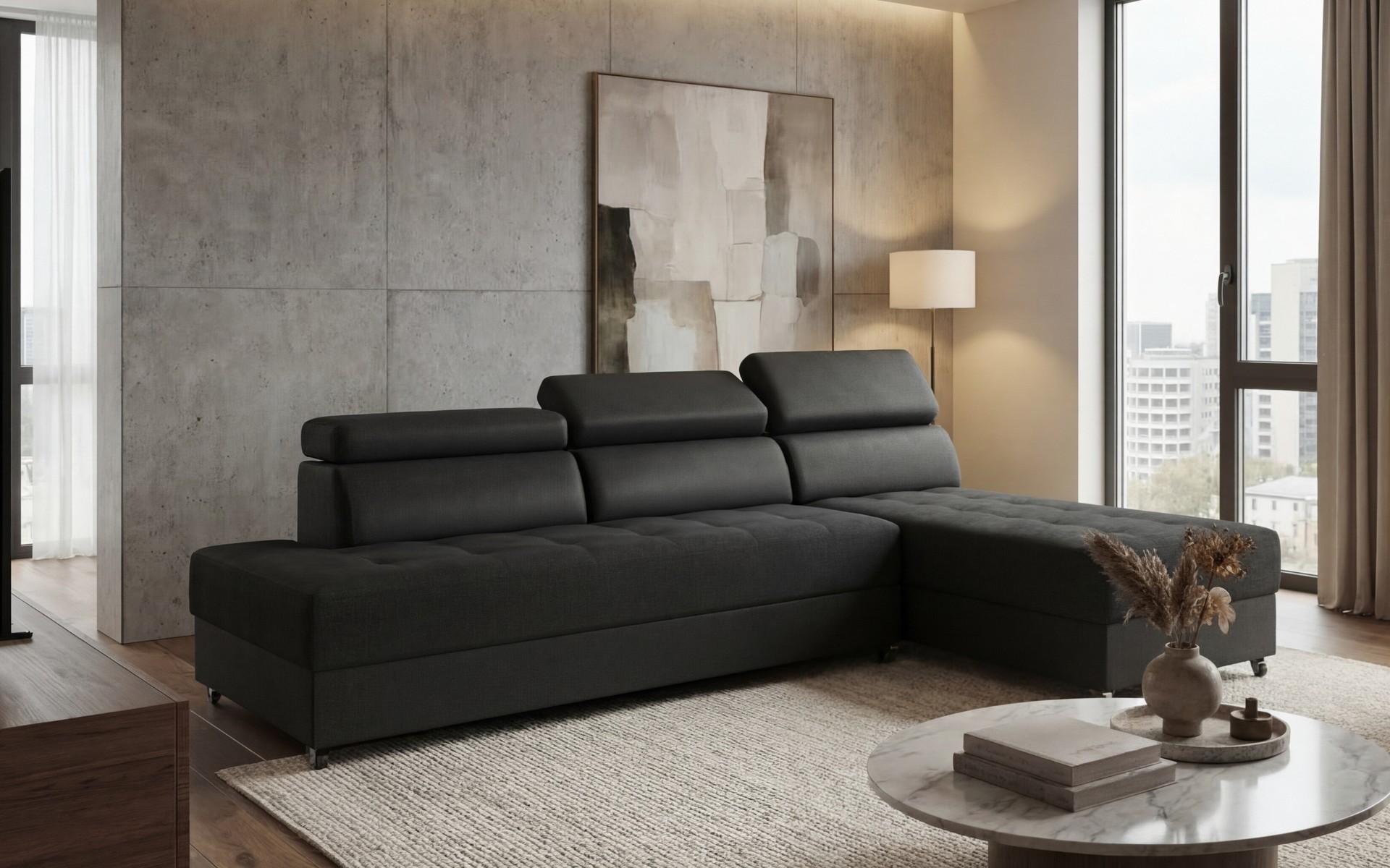 Living room corner Galance Nova, dark grey + black  3